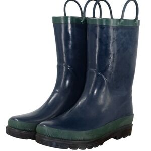 Western Chief Kids Firechief Navy Rubber Rain Boots Handles Size 13/1 Little Kid